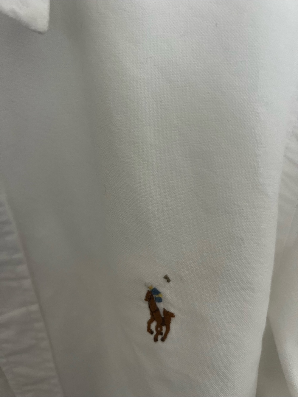 Ralph Lauren White Long-Sleeve Button-Down Shirt with Brown Logo - Picture 3 of 9